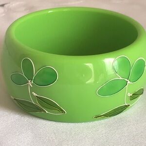 Green Floral Bangle Bracelet